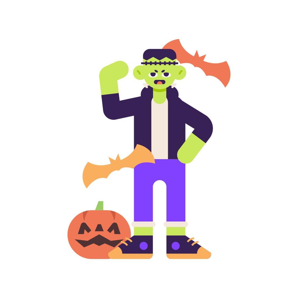 Frankenstein Halloween Costume with Positive Gesture vector