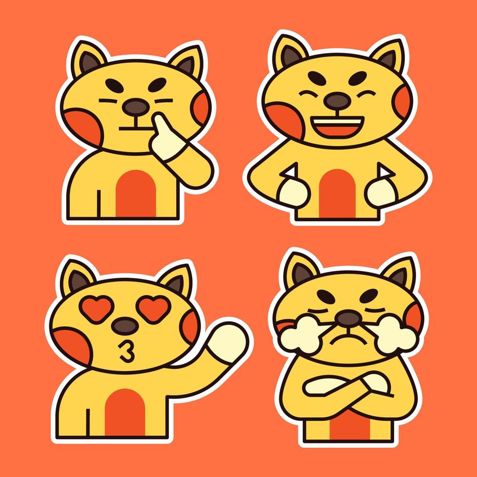 Cute Cat with Various Expression Illustration. Confuse, In Love and Happy Expression. vector