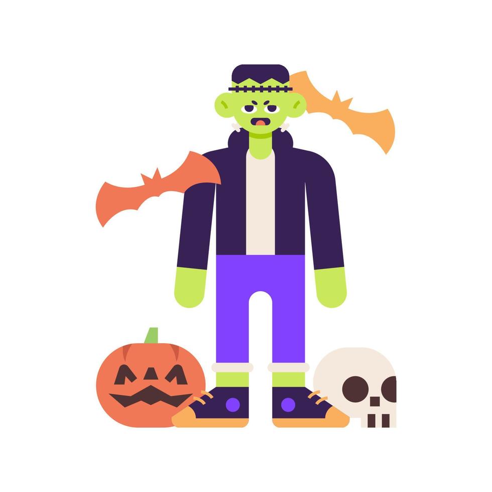 Frankenstein Halloween Costume with Pumpkin Illustration 4749859 Vector ...