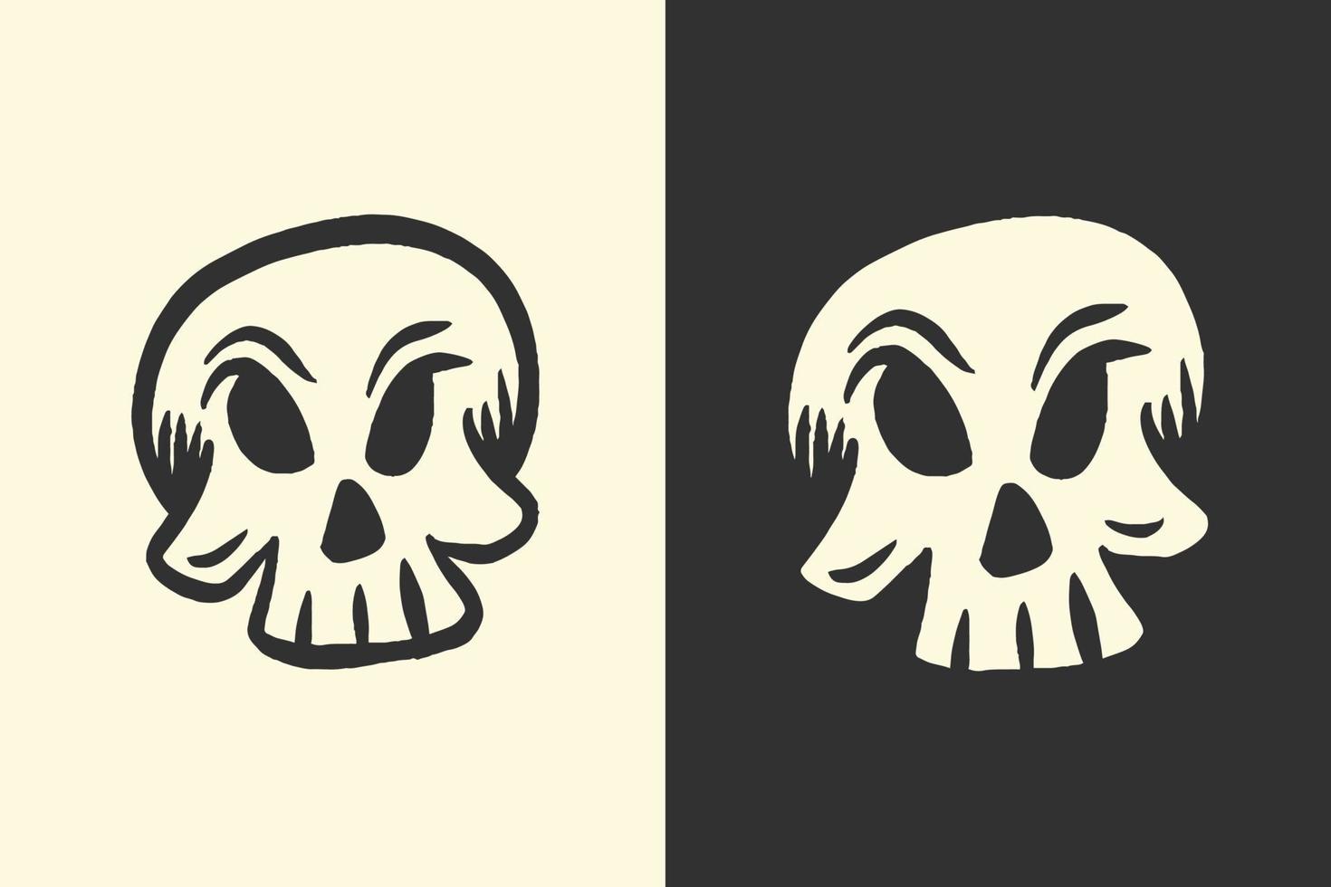 Skeleton Head Retro Illustration for T-shirt Design vector