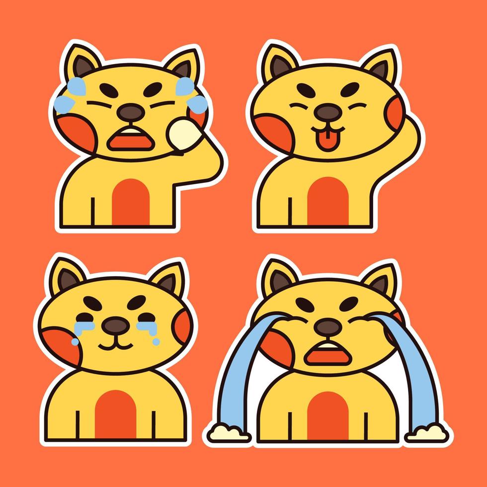 Cute Cat with Various Expression Illustration. Crying , Disappointed and Tongue Out Expression. vector