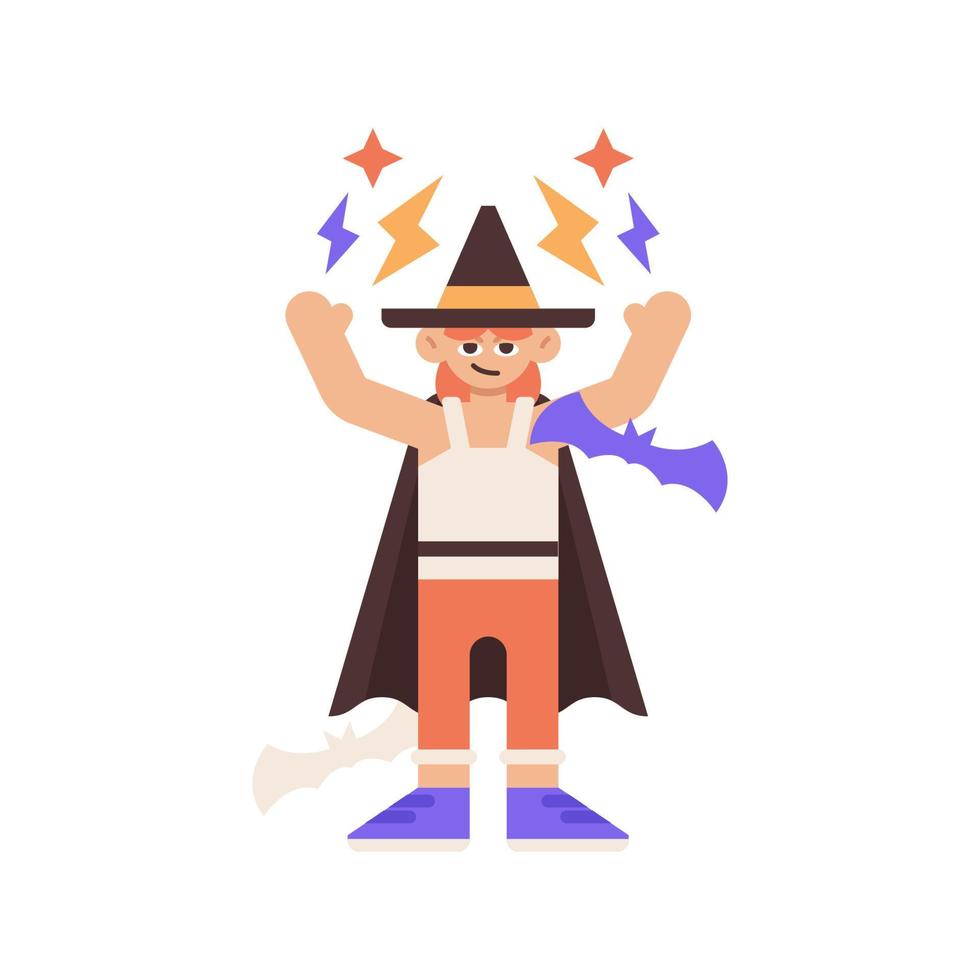 Wizard Halloween doing Magic Illustration vector