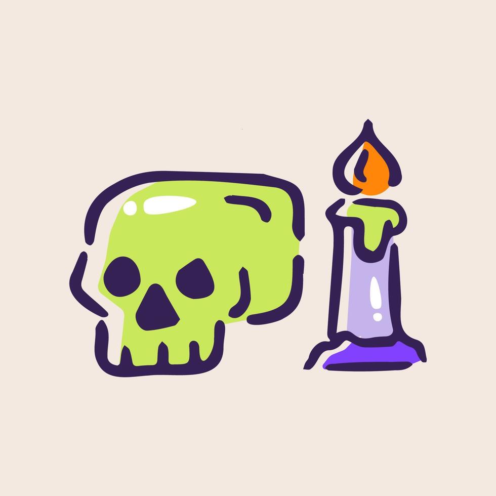 Skull and Candle Halloween Element vector