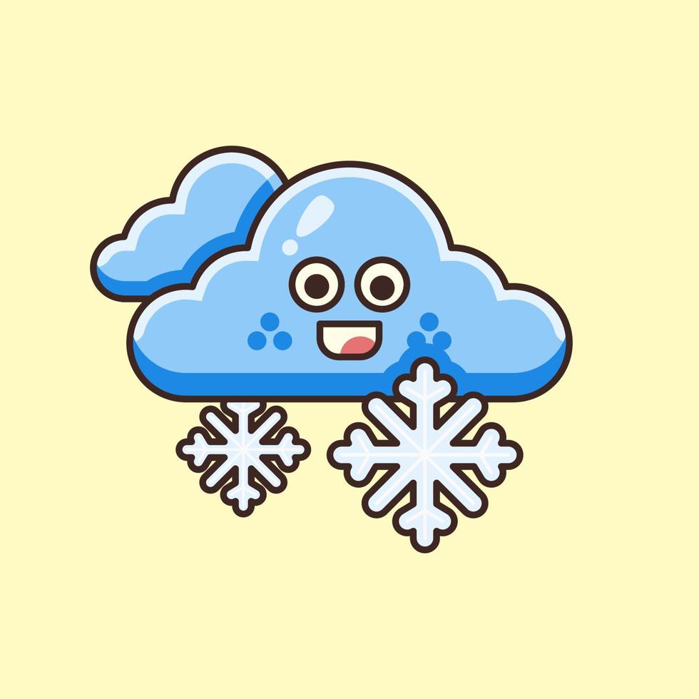 linda nube y copo de nieve ilustración vector