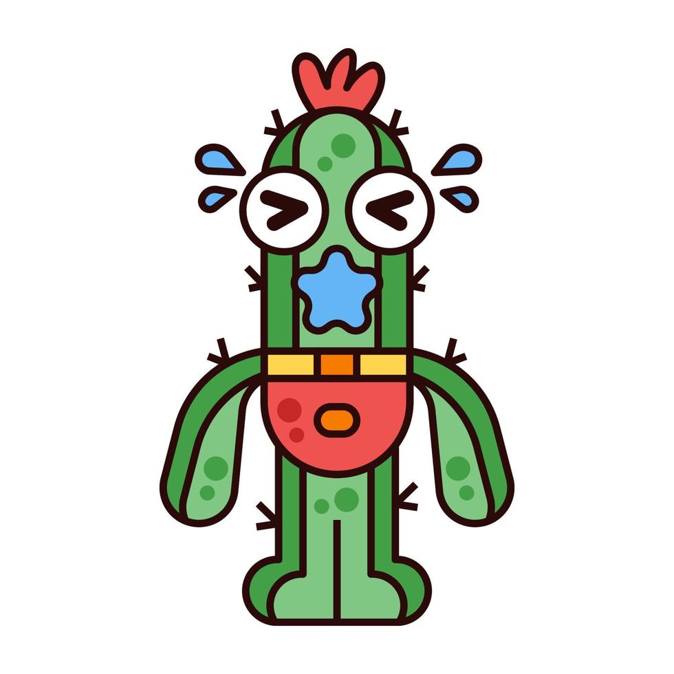 Cute Cactus Mascot Crying Illustration vector