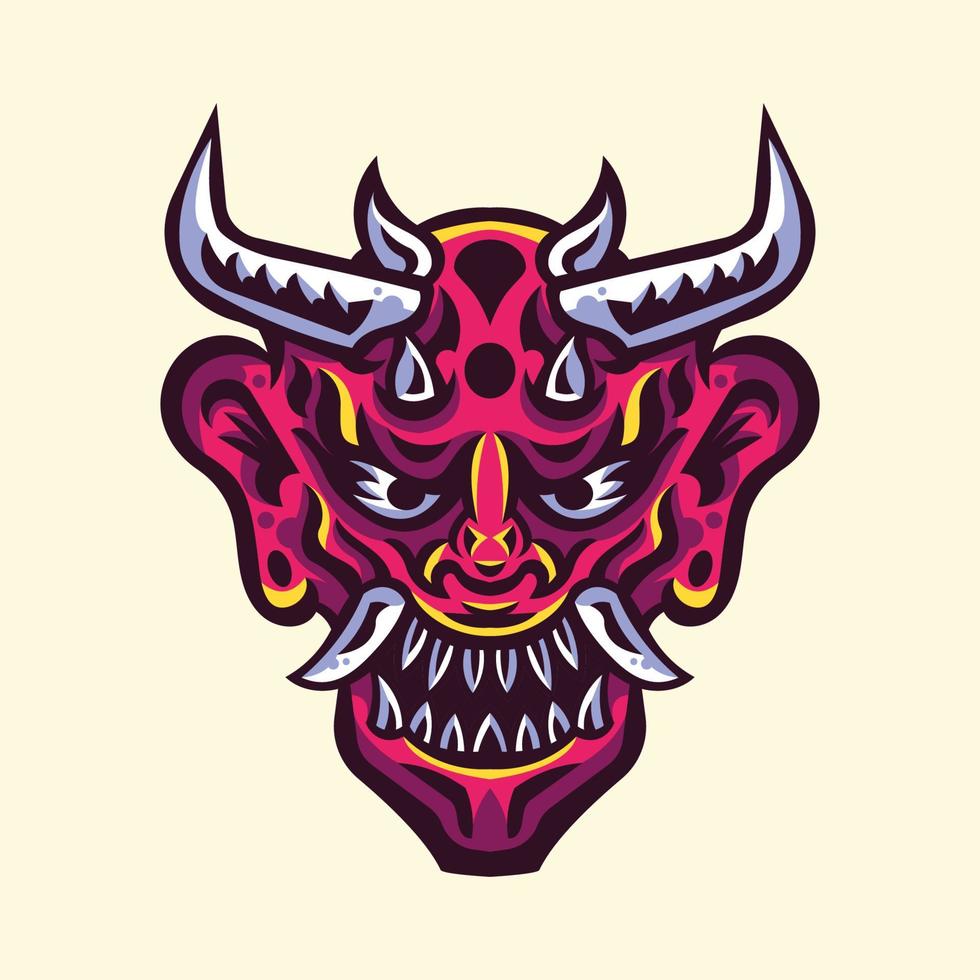 Japanese Devil Oni Mask Illustration Logo vector