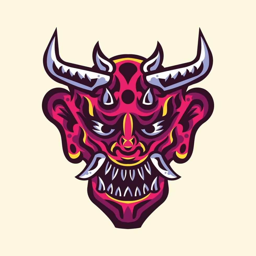 logotipo de ilustración de máscara de diablo japonés oni vector