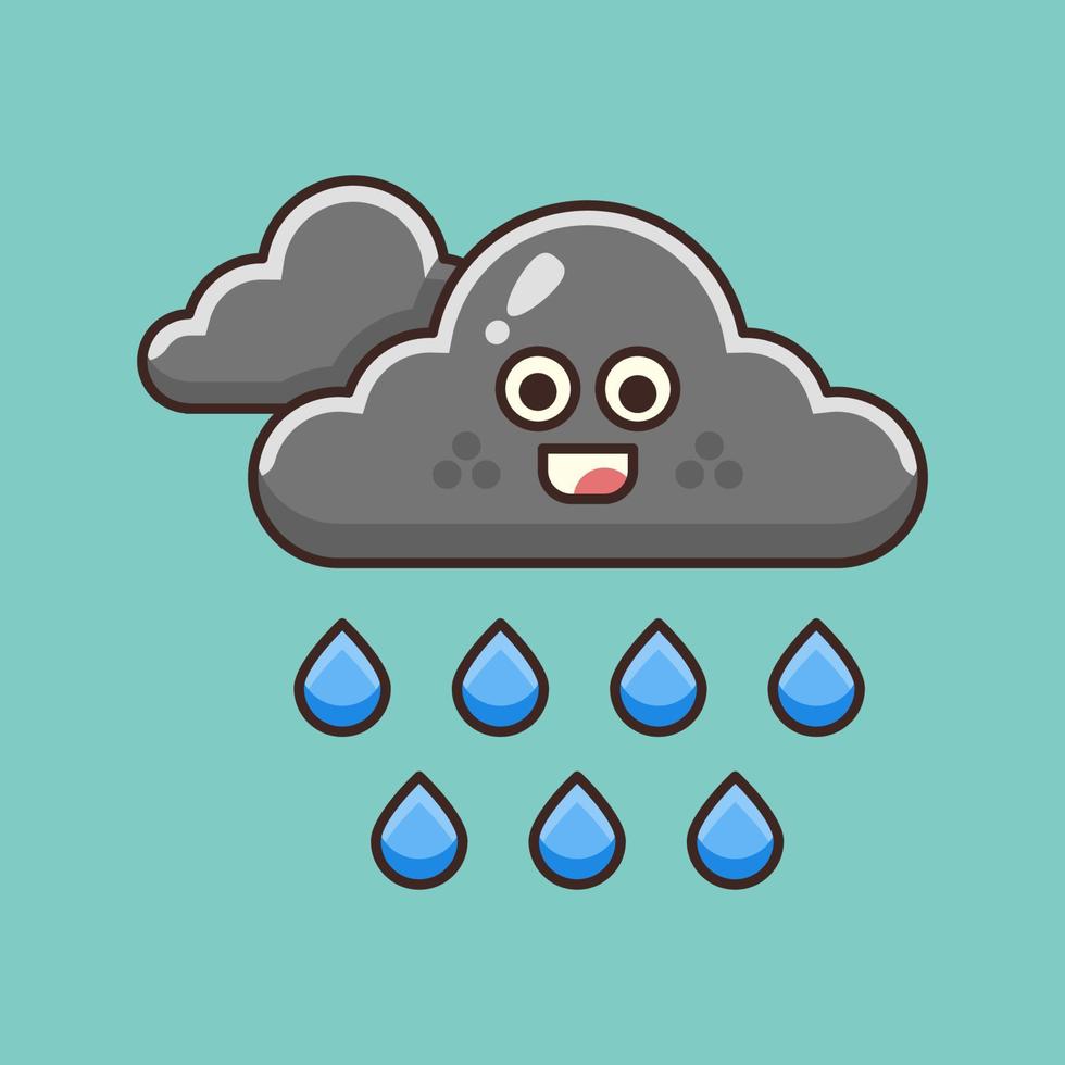 Cute Cloudy Rain Illustration vector