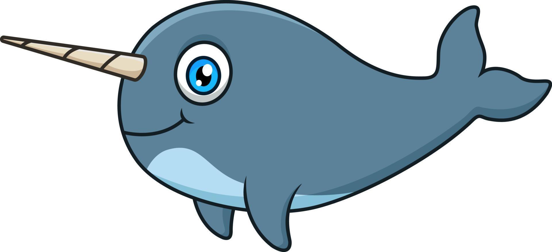 Cartoon smiling narwhal vector image