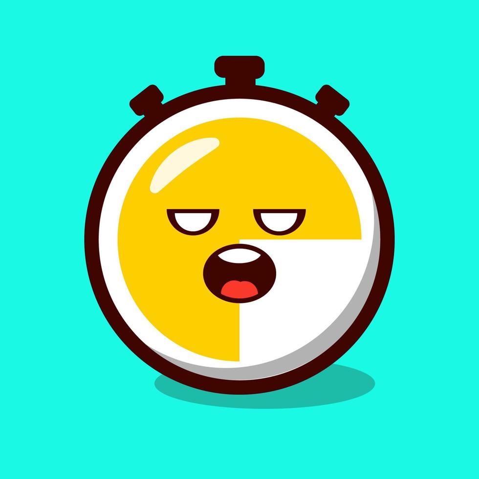 vector illustration of clock object character, with time-appropriate expression