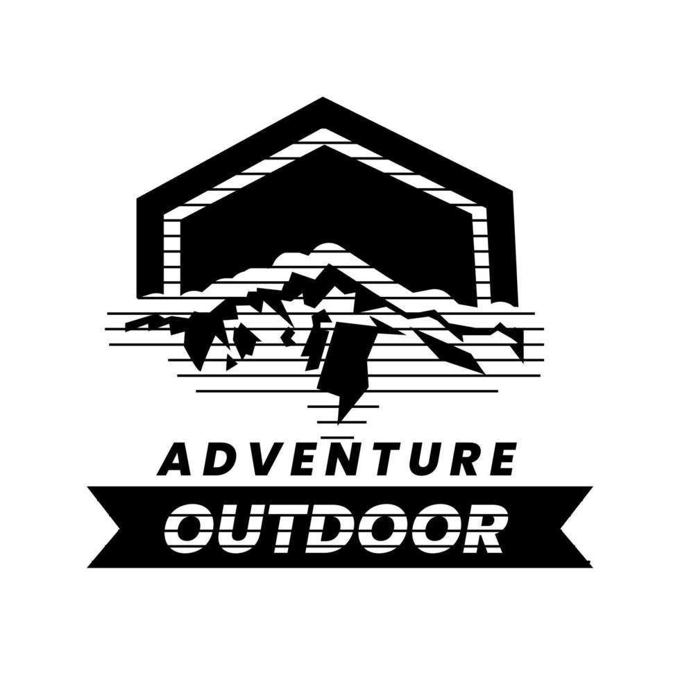 emblema de montaña de aventura al aire libre vintage, logotipo simple y genial adecuado para la comunidad de escalada y la pegatina de turismo de naturaleza vector