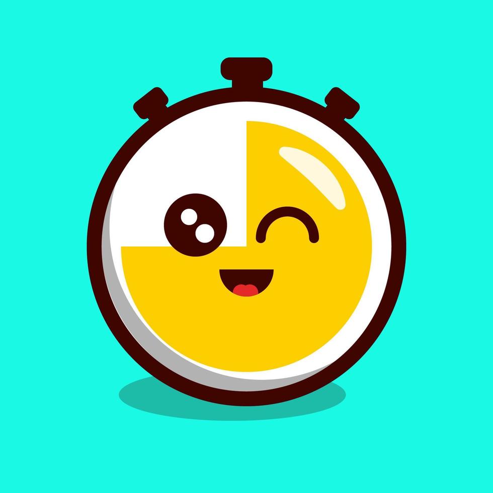 vector illustration of clock object character, with time-appropriate expression