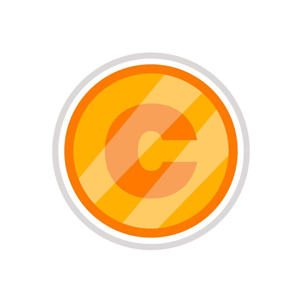 crypto coin icon c symbol in the middle, simple shiny vector