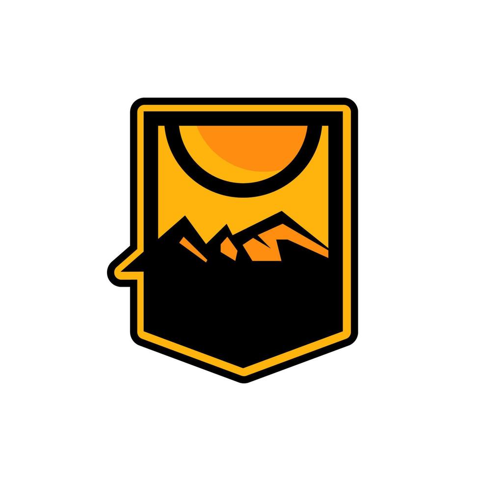 emblema de montaña de aventura al aire libre vintage, logotipo simple y genial adecuado para la comunidad de escalada y la pegatina de turismo de naturaleza vector