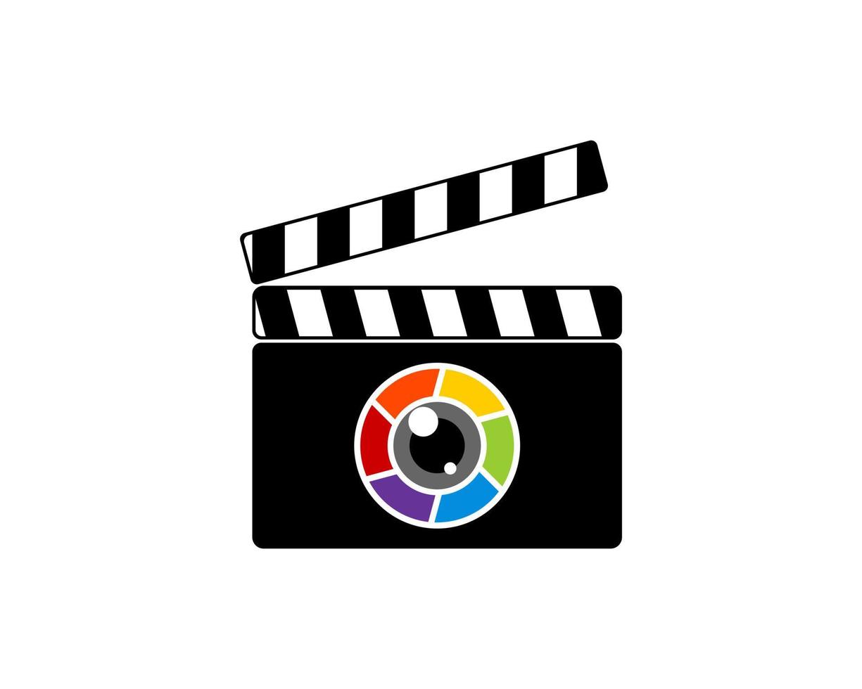 Film media with rainbow lens camera inside vector