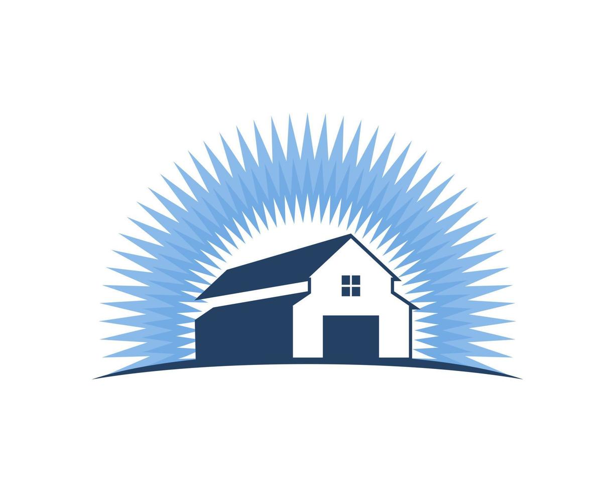 Blue house with blue light vector