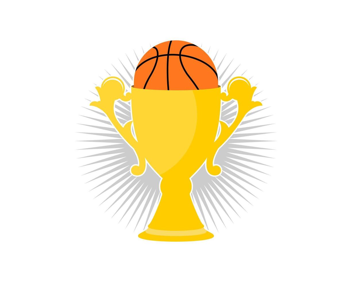 ganador de canasta con trofeo y baloncesto vector