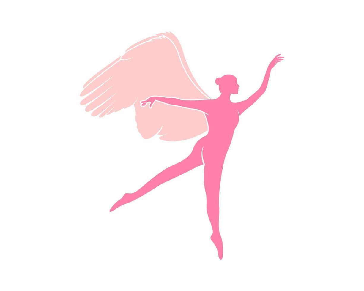 Woman ballerina with pink wings vector