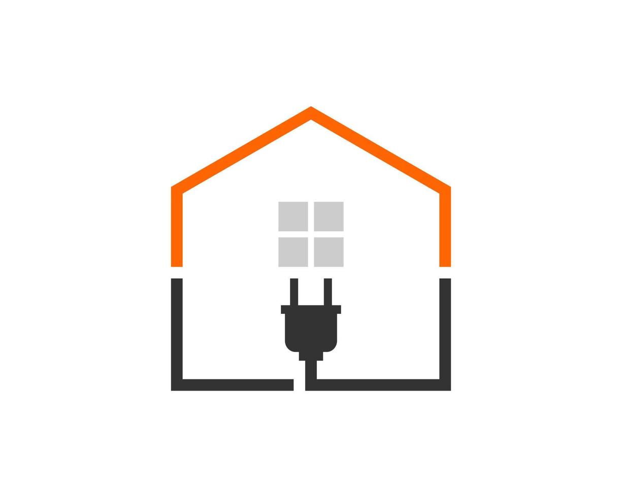 Simple house with electric plug inside vector