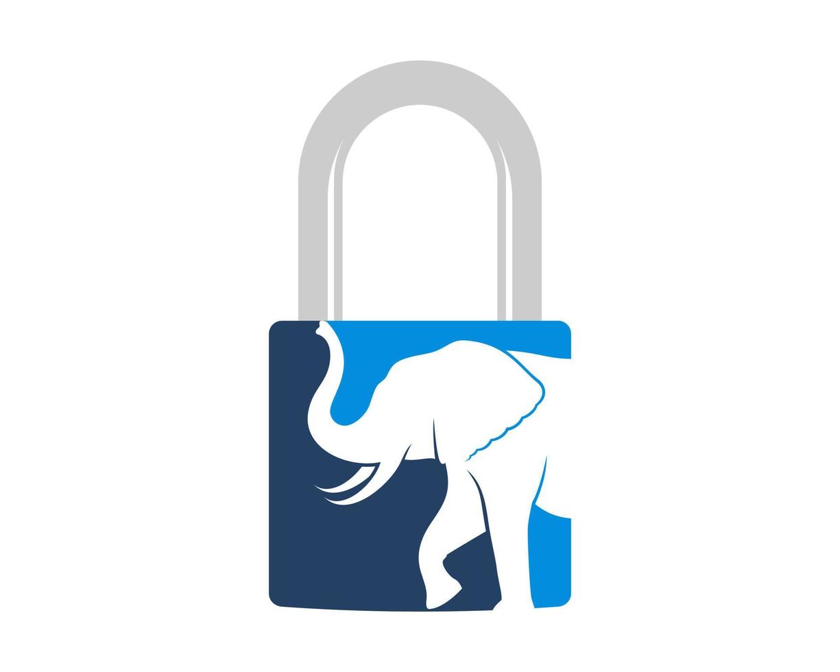 Padlock with walking elephant inside vector