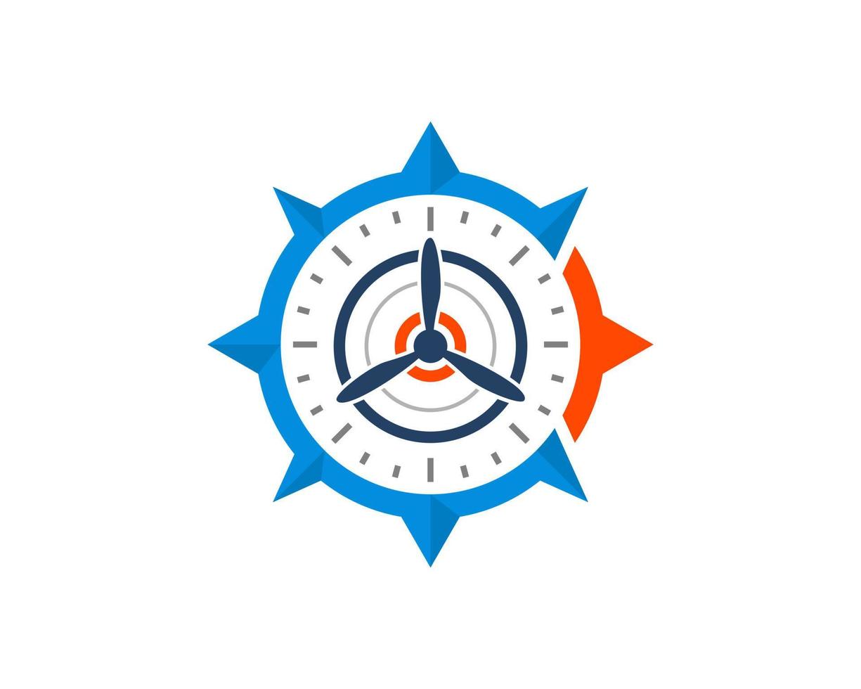 Modern compass with airplane propeller inside vector