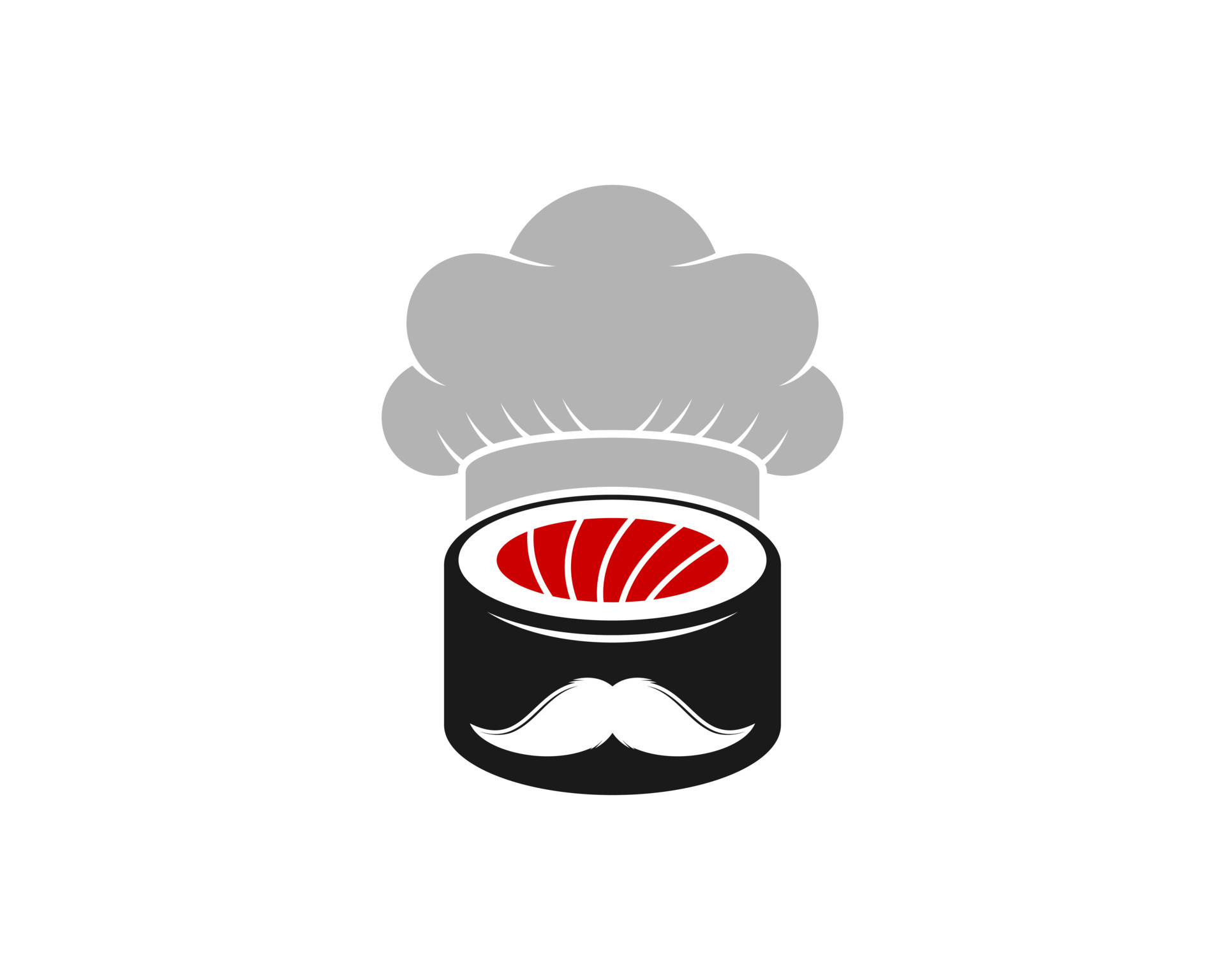 Japanese sushi with chef hat and mustache 4750275 Vector Art at Vecteezy