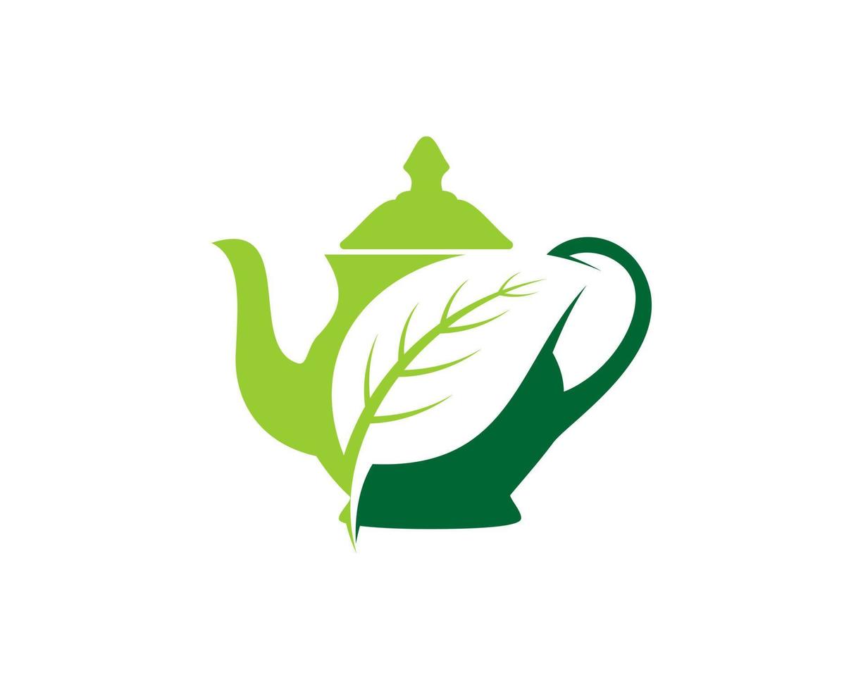 Tea pot with nature leaf inside vector