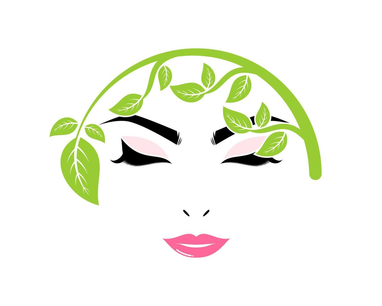 Beauty woman face nature treatment logo vector