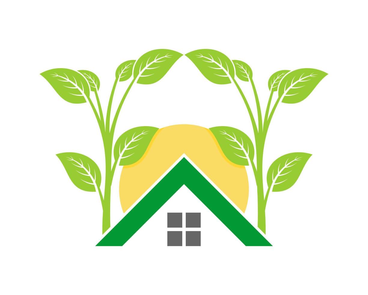 Green house with planting tree vector