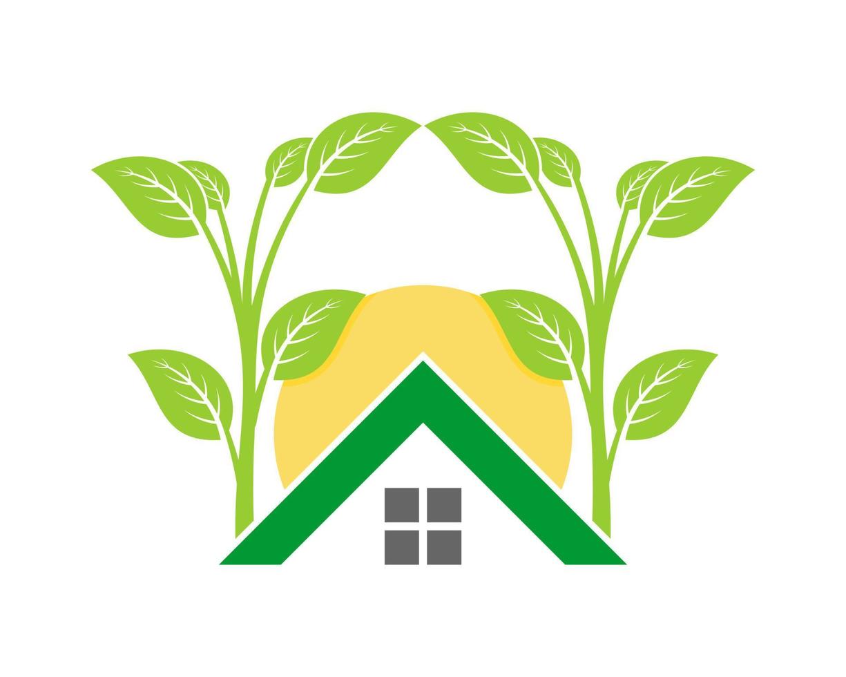 Green house with planting tree vector