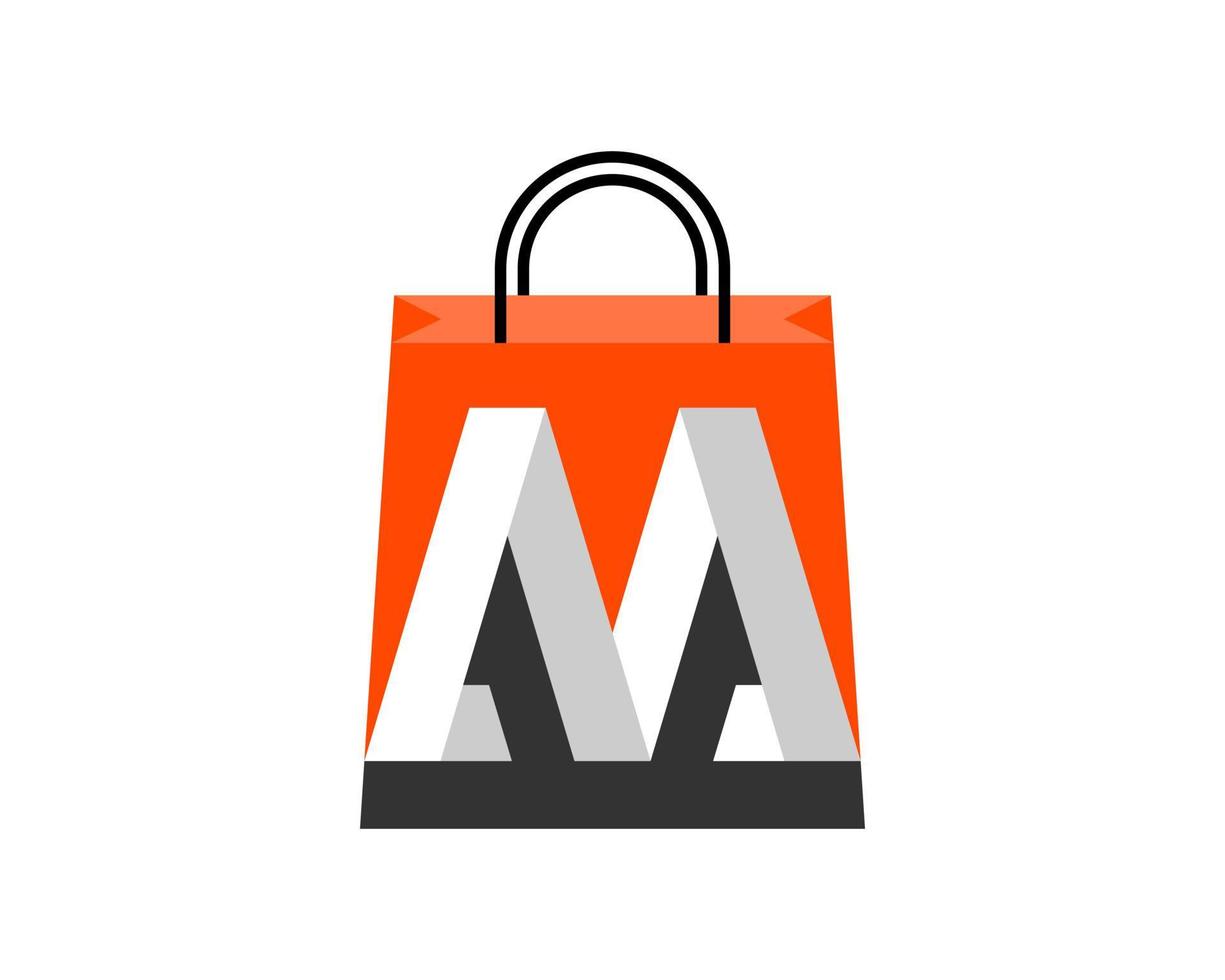 Shopping paper bag with M letter initial vector