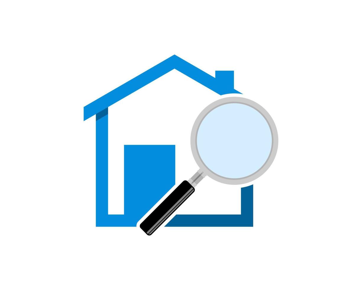 Simple house with magnifying glass inside vector