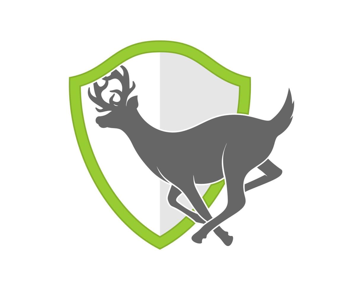 Running deer inside to shield logo vector