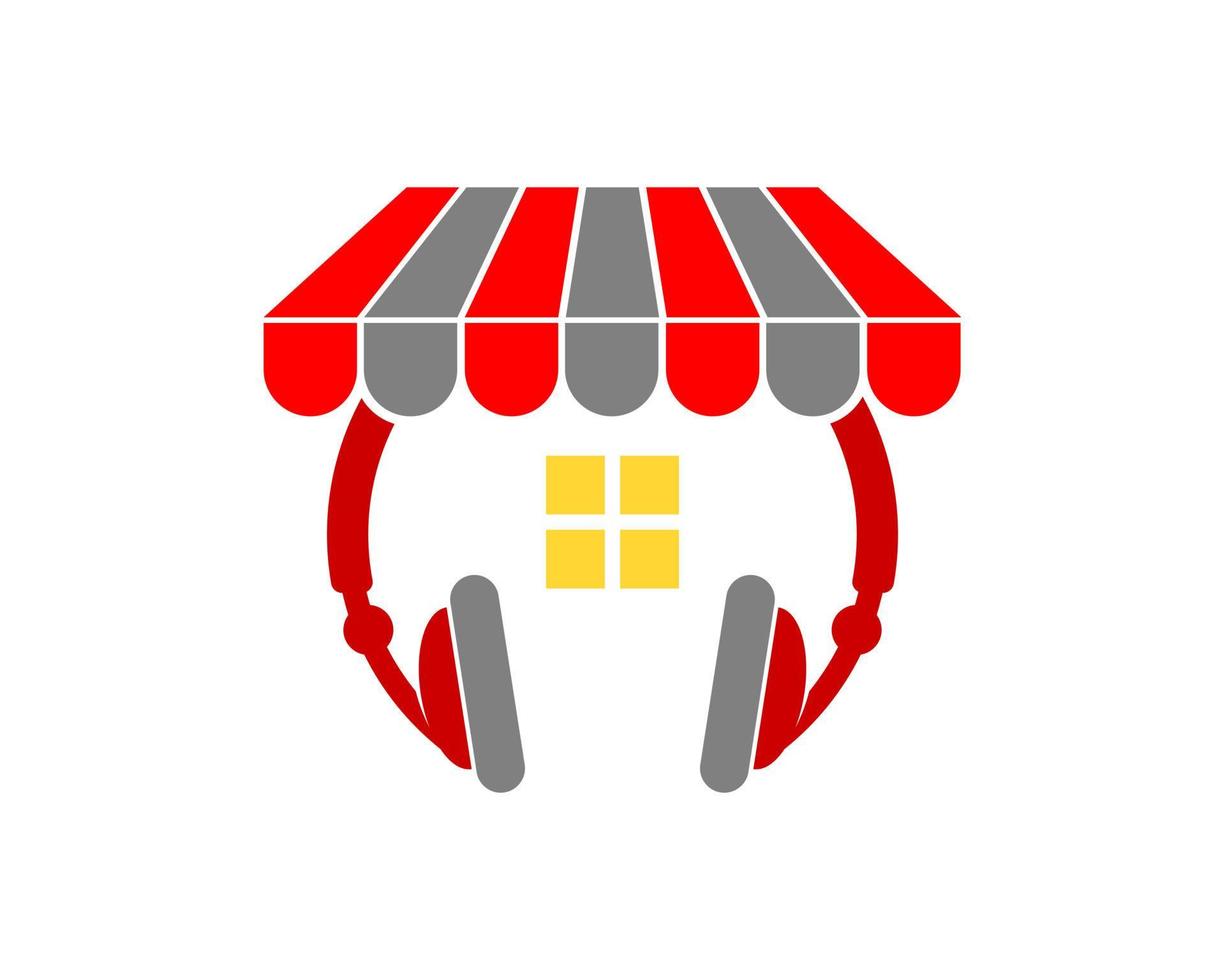 Music shop with head phone vector