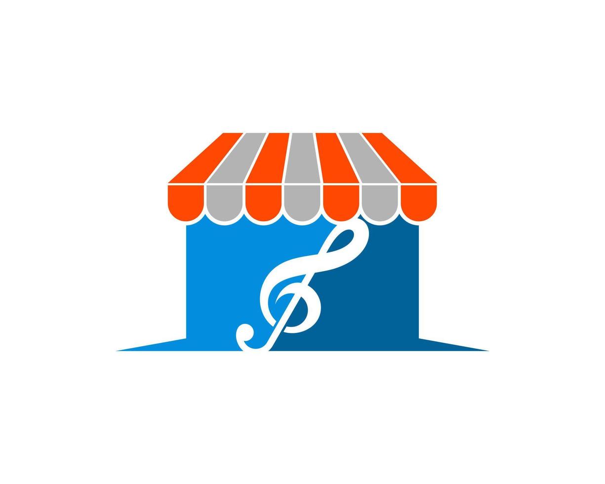 Simple shop with music note inside vector