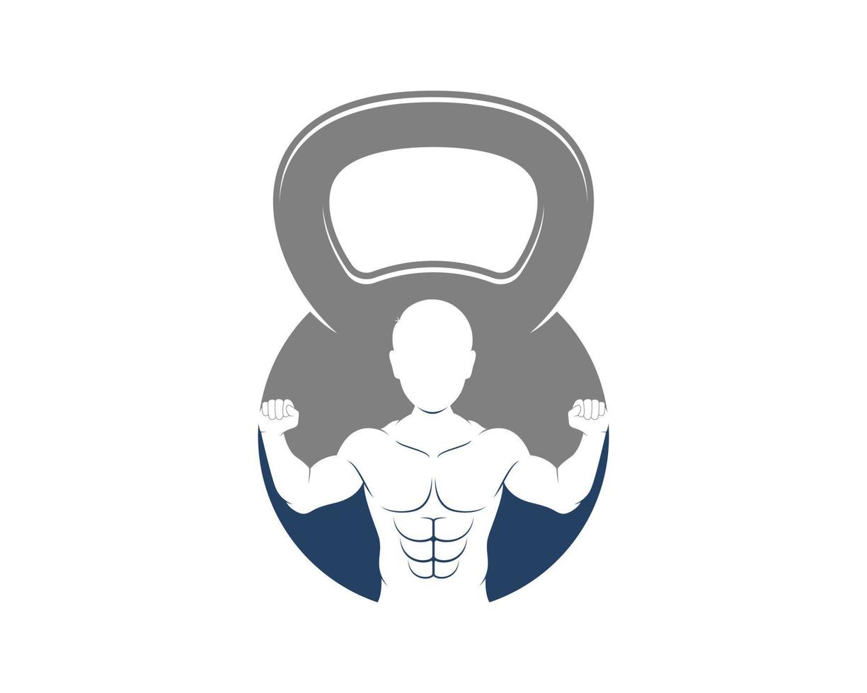 Strong man inside the kettle bell vector