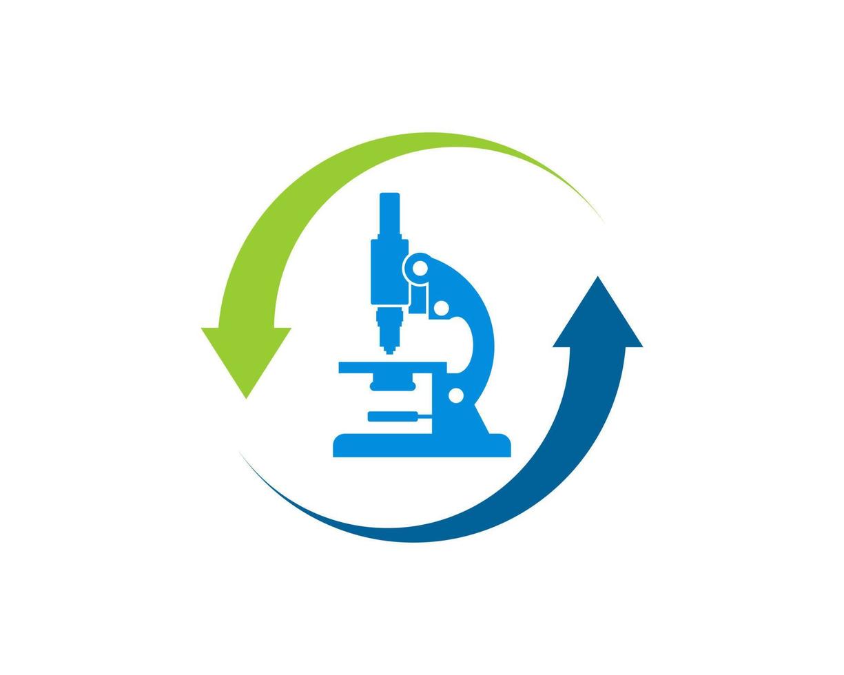 Upside down arrow with microscope inside vector