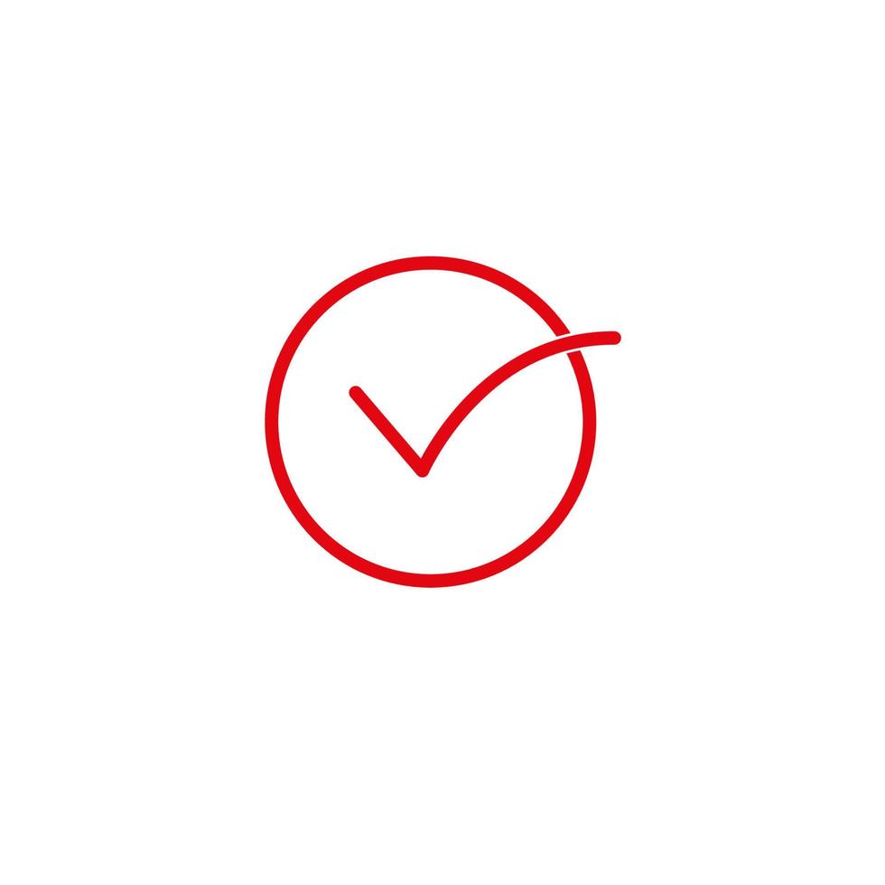 Circle Check Mark Vector Icon Red With White Background Design