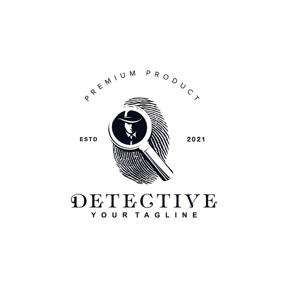 Vintage Investigation, Fingerprint, detective logo vector design template inspiration idea