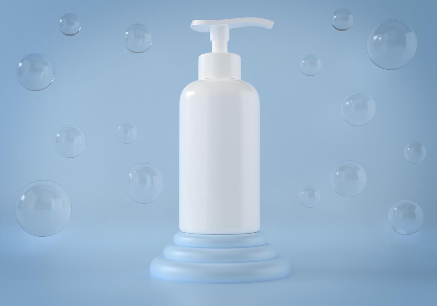 Pump bottle for cream or perfume on blue background. photo