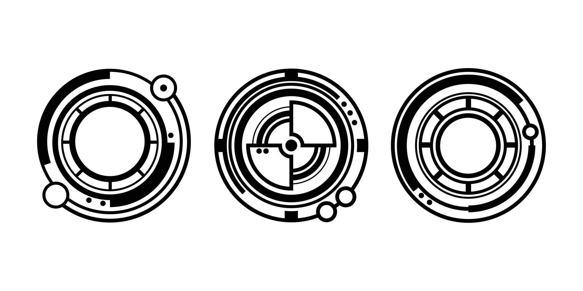 modern target illustration in various styles. creative target formed in a futuristic or cyber style suitable for digital gaming. circles target isolated on white. vector