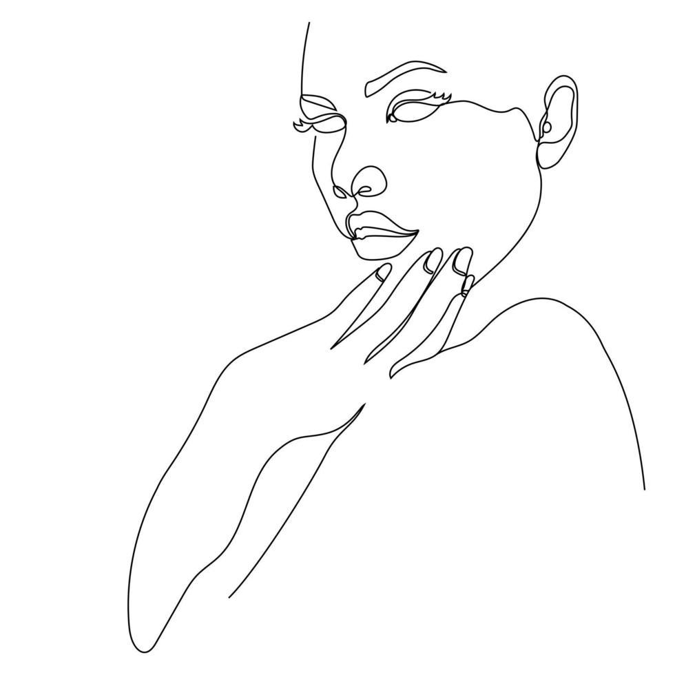 Ilustración continua de una línea del rostro de una mujer. vector