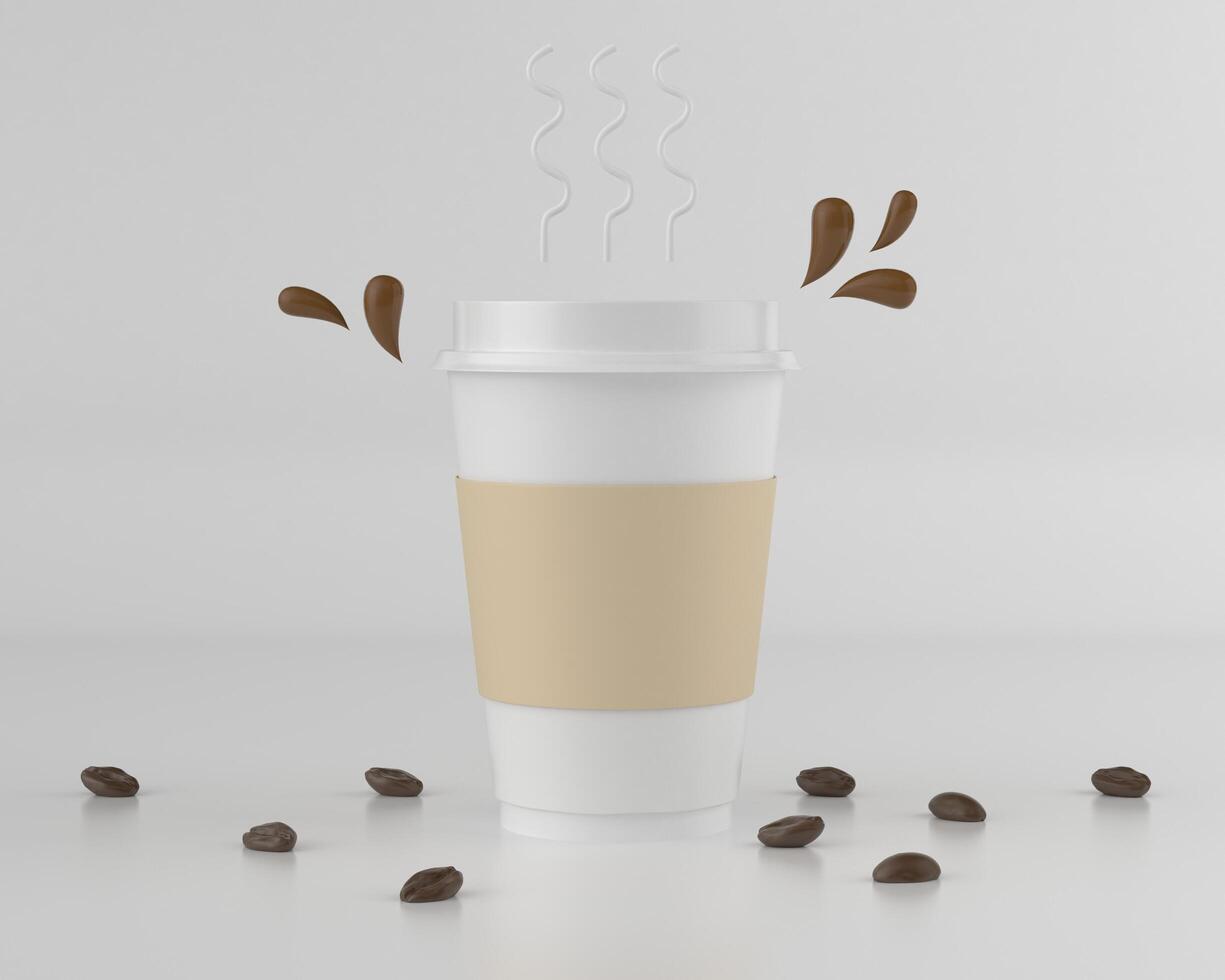 Vector 3d Realistic Disposable Closed Paper, Plastic Coffee Cup for Drinks photo