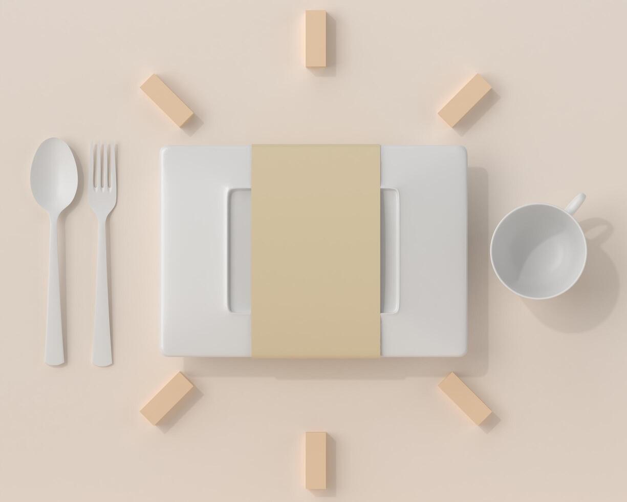 Paper food box with spoon and fork photo