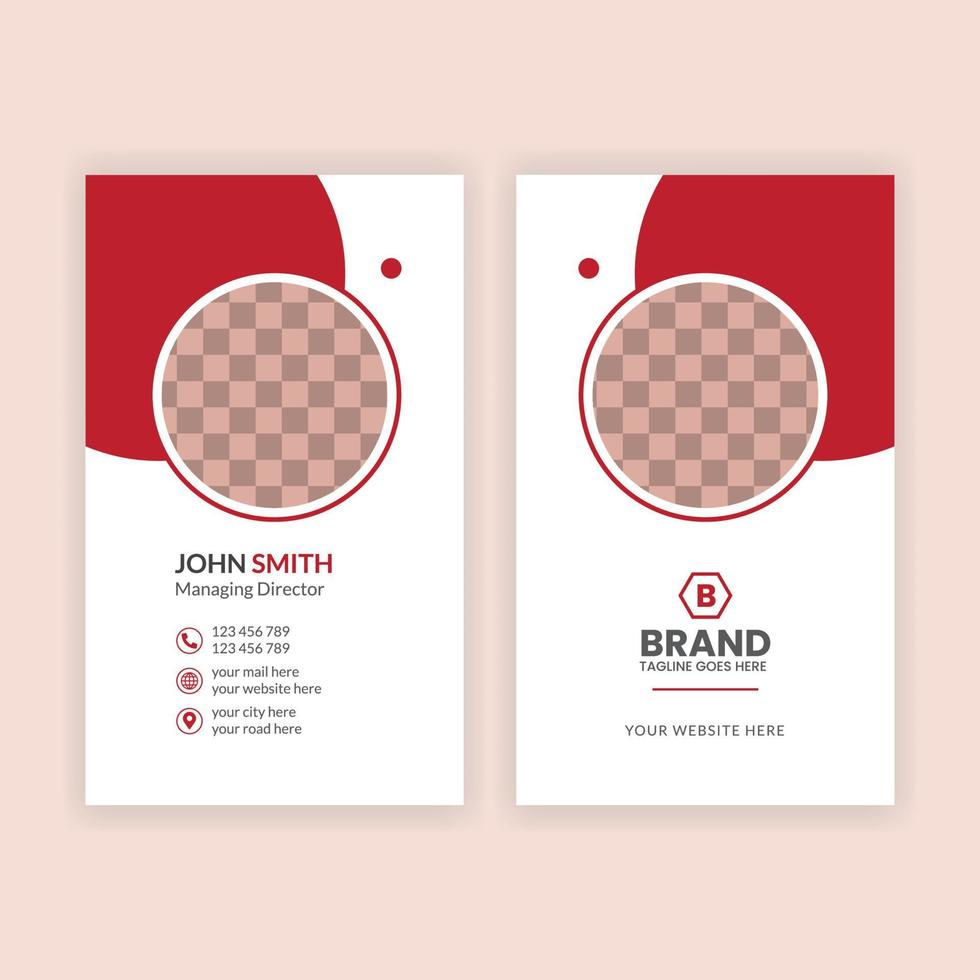 Red color vertical business card design template vector