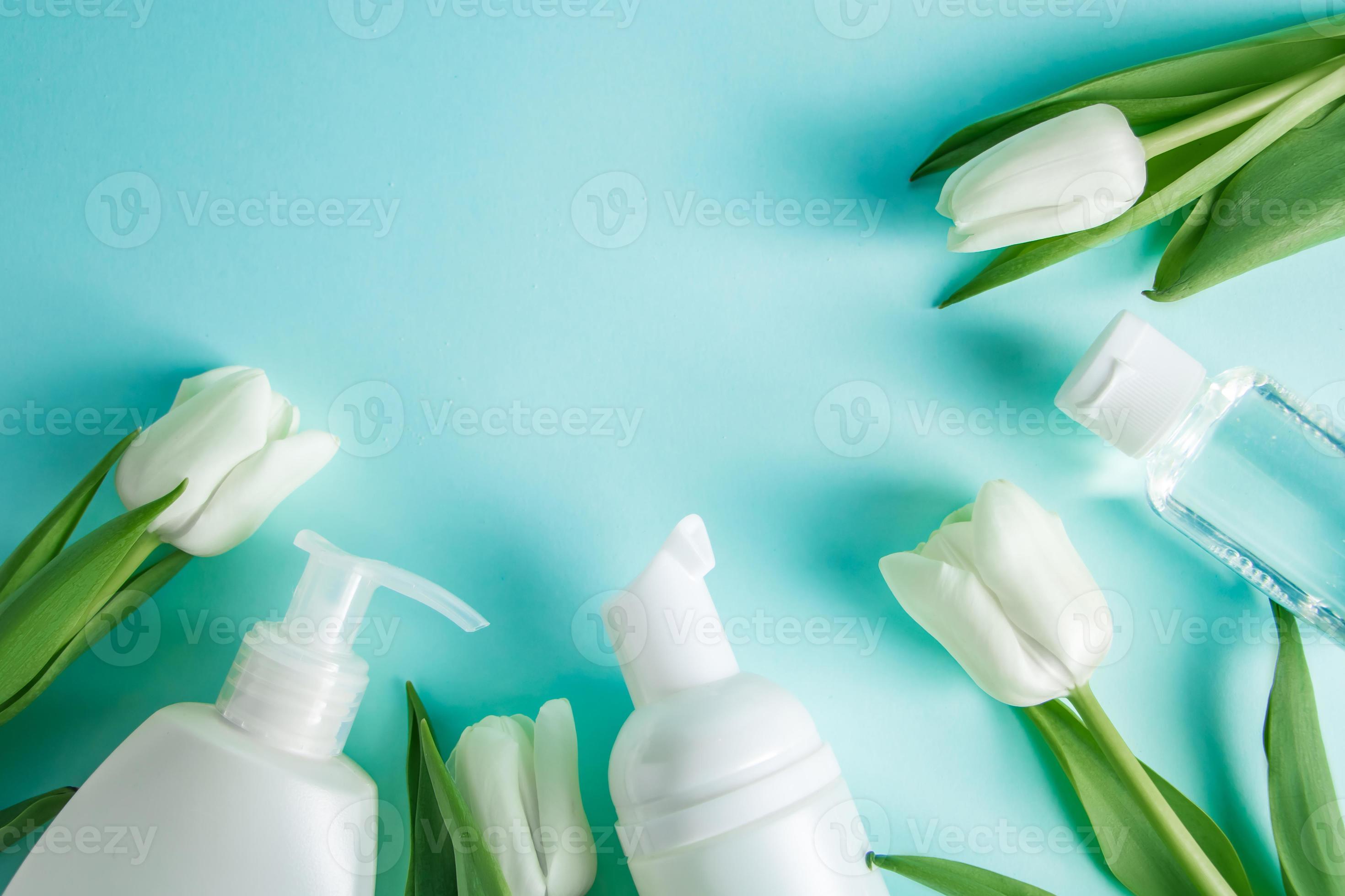 Skin care products on a blue background. 4752313 Stock Photo at Vecteezy