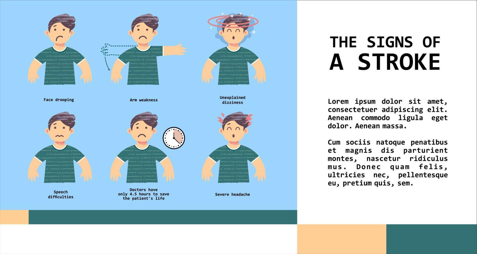 The signs of a stroke. Vector illustration, infographics.