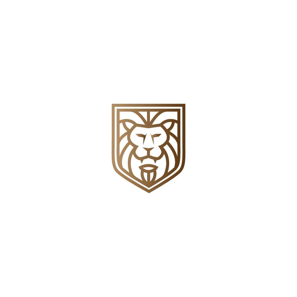 lion head shield logo vector