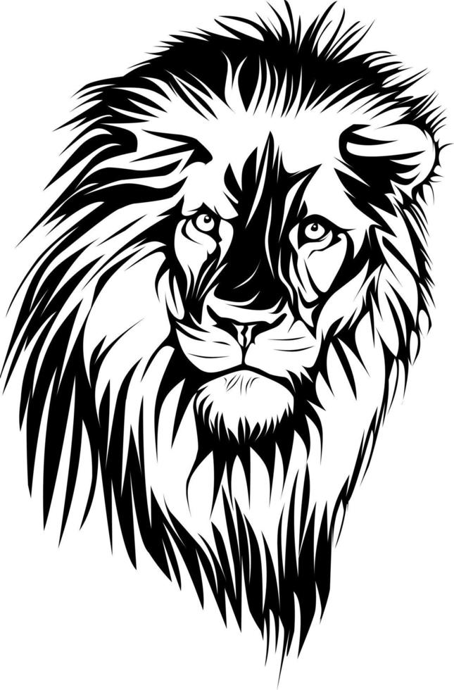 Details lion head tattoo vector. lion silhouette. vector