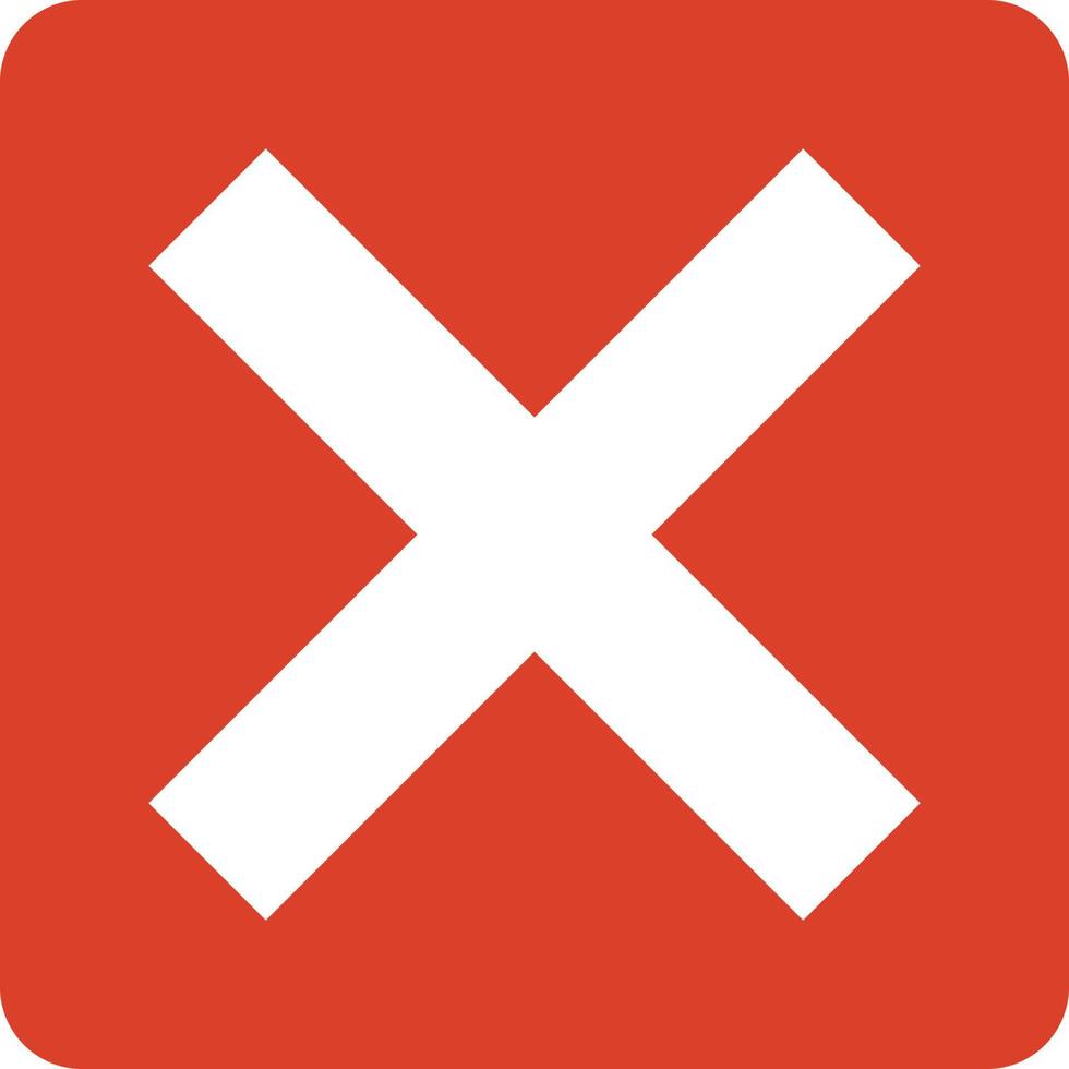 Cross mark in the red square. vector